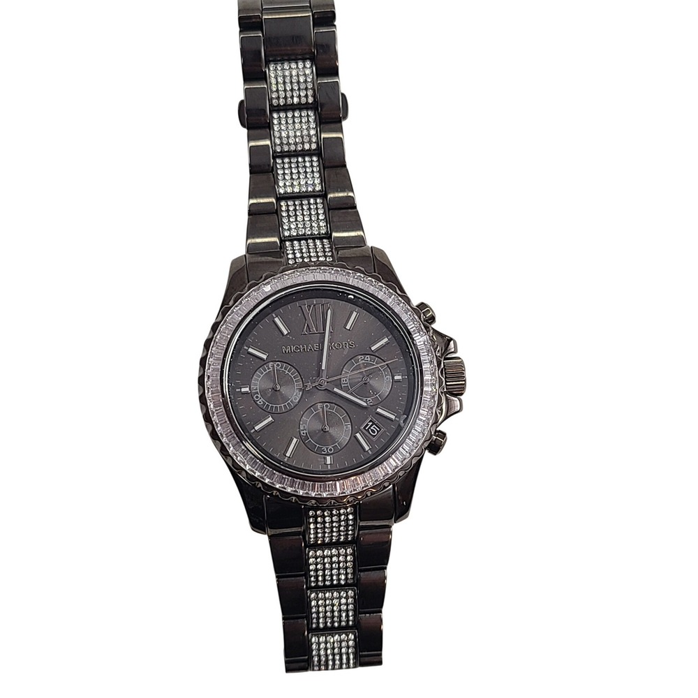 Michael‎ Kors Chronograph Watch Crystal Bezel Stainless Steel Women